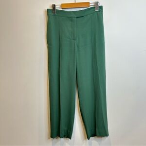 Women’s Ankle Crop Flowy Straight Leg Dress Pants Green